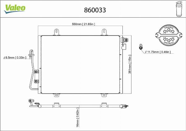 VALEO 860033 - Конденсатор, кондиціонер autocars.com.ua
