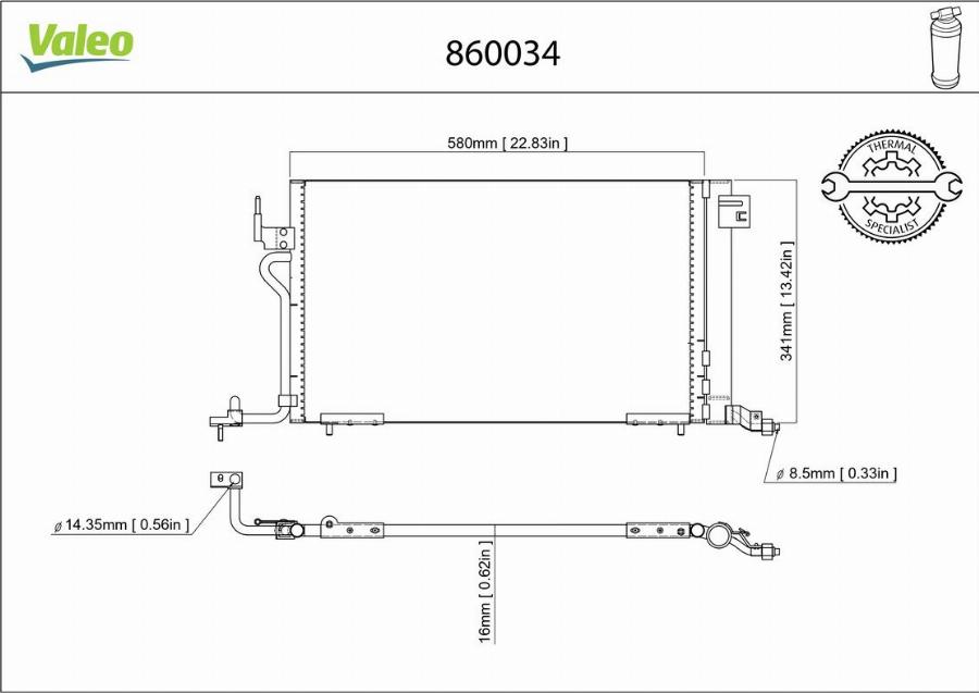 Valeo 860034 - Конденсатор кондиционера avtokuzovplus.com.ua