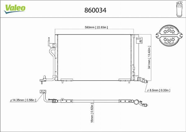 VALEO 860034 - Конденсатор, кондиціонер autocars.com.ua