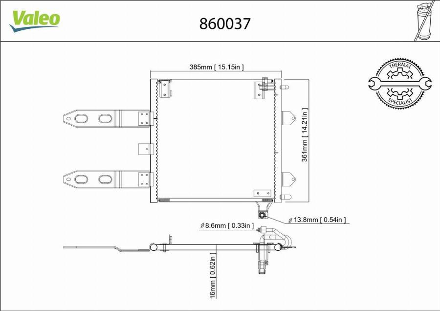 Valeo 860037 - Конденсатор, кондиціонер autocars.com.ua