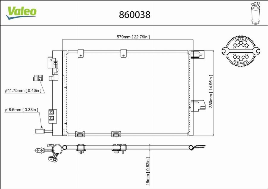 Valeo 860038 - Конденсатор, кондиціонер autocars.com.ua