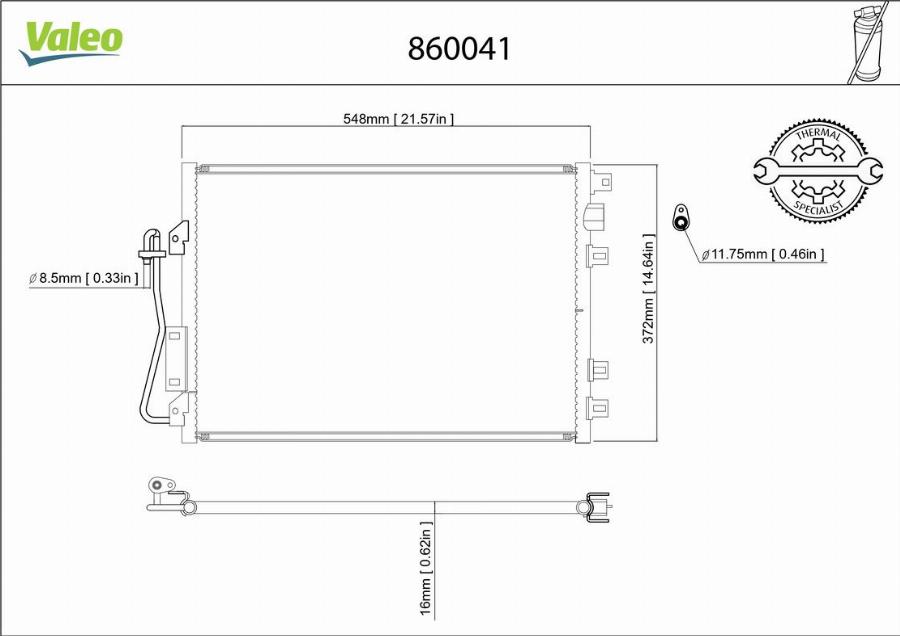 Valeo 860041 - Конденсатор, кондиціонер autocars.com.ua