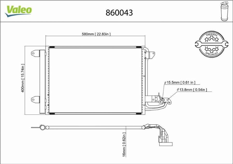 Valeo 860043 - Конденсатор кондиционера avtokuzovplus.com.ua