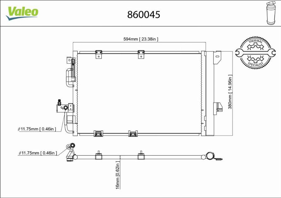 Valeo 860045 - Конденсатор, кондиціонер autocars.com.ua