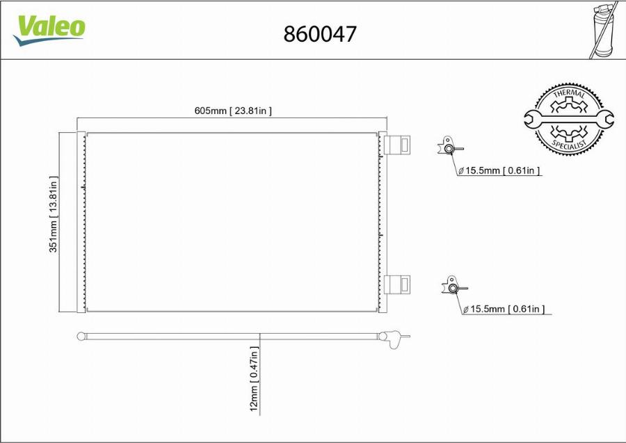 Valeo 860047 - Конденсатор, кондиціонер autocars.com.ua