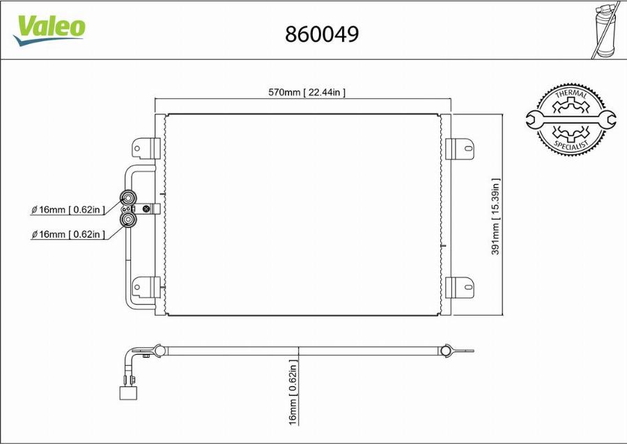 Valeo 860049 - Конденсатор, кондиціонер autocars.com.ua