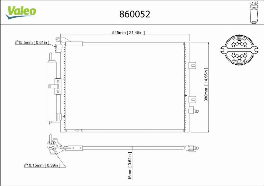 Valeo 860052 - Конденсатор, кондиціонер autocars.com.ua