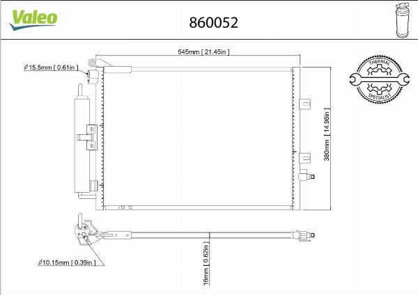 VALEO 860052 - Конденсатор, кондиціонер autocars.com.ua