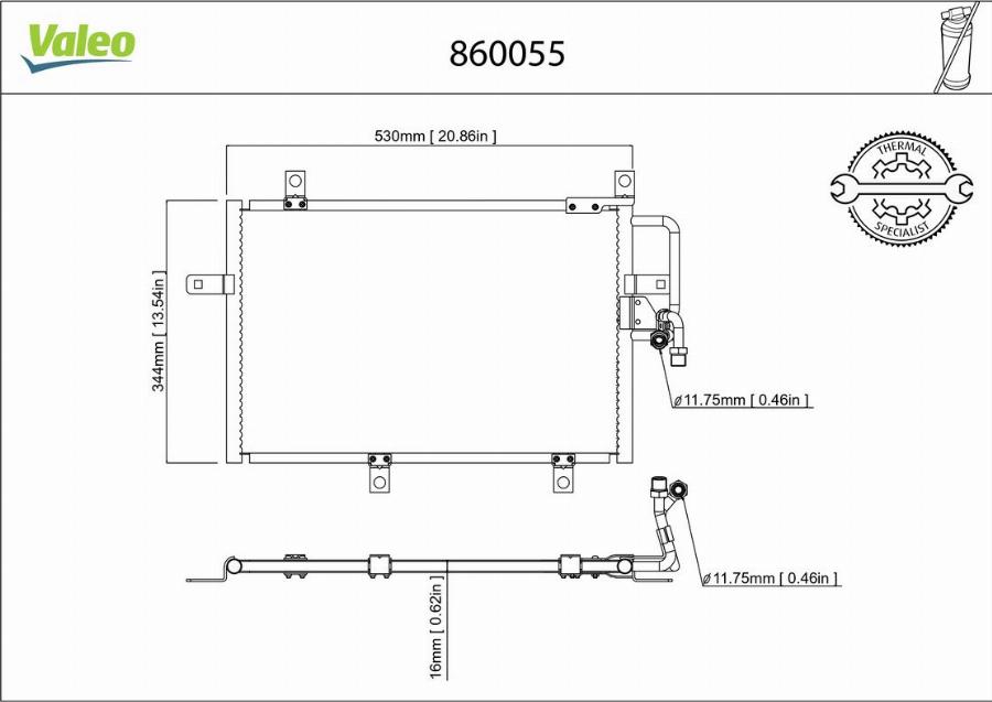 Valeo 860055 - Конденсатор, кондиціонер autocars.com.ua