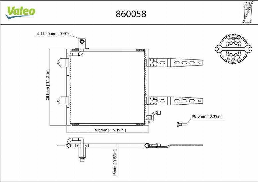 Valeo 860058 - Конденсатор, кондиціонер autocars.com.ua