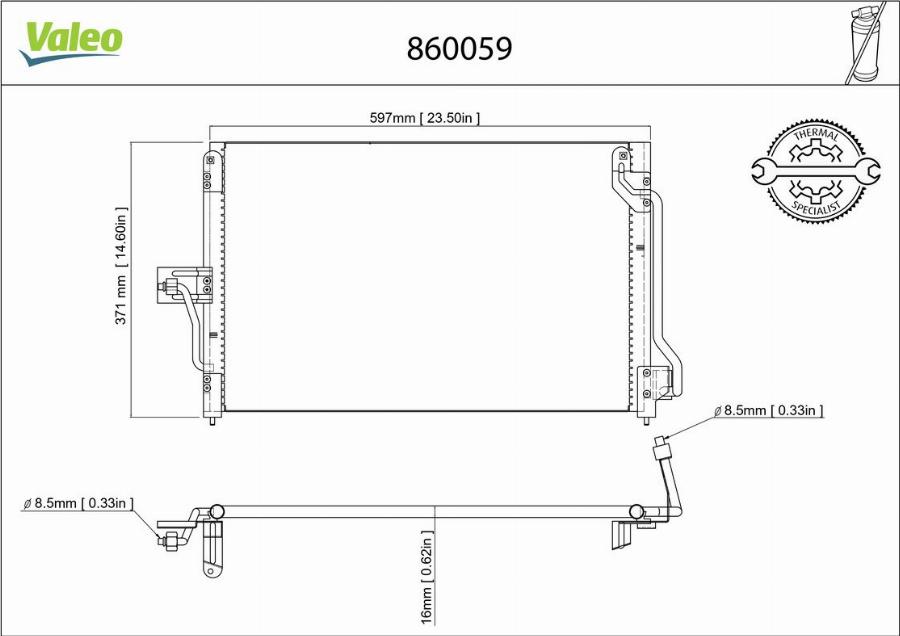 Valeo 860059 - Конденсатор, кондиціонер autocars.com.ua