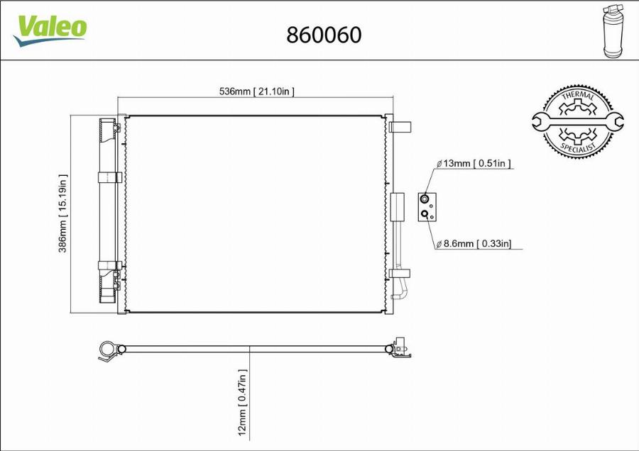 Valeo 860060 - Конденсатор, кондиціонер autocars.com.ua