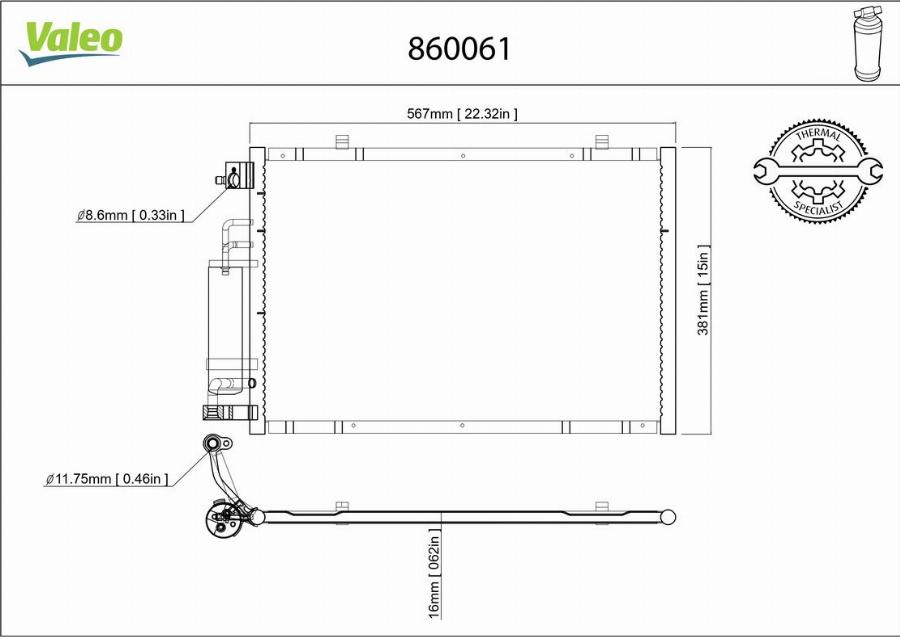 Valeo 860061 - Конденсатор, кондиціонер autocars.com.ua