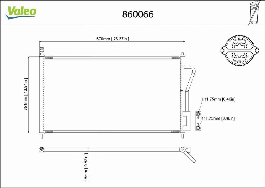 Valeo 860066 - Конденсатор, кондиціонер autocars.com.ua