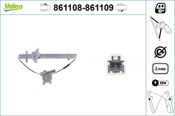 VALEO 861109 - Підйомний пристрій для вікон autocars.com.ua