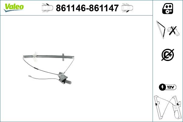 VALEO 861147 - Підйомний пристрій для вікон autocars.com.ua