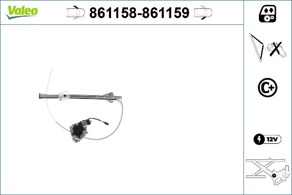 VALEO 861158 - Підйомний пристрій для вікон autocars.com.ua