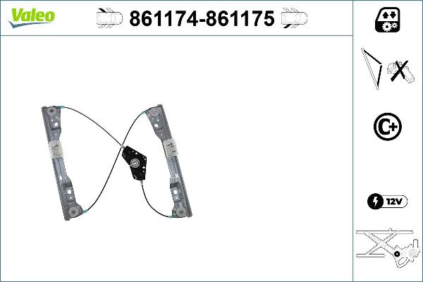 VALEO 861175 - Підйомний пристрій для вікон autocars.com.ua