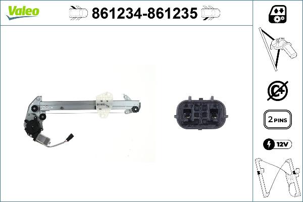 VALEO 861234 - Підйомний пристрій для вікон autocars.com.ua