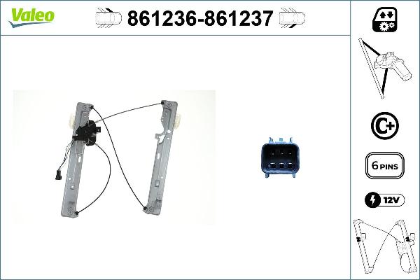 VALEO 861236 - Підйомний пристрій для вікон autocars.com.ua