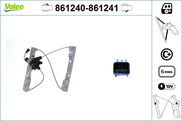 VALEO 861241 - Підйомний пристрій для вікон autocars.com.ua