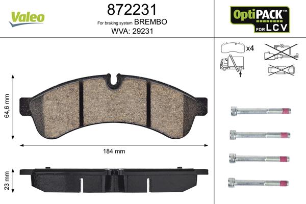 Valeo 872231 - Тормозные колодки, дисковые, комплект autodnr.net