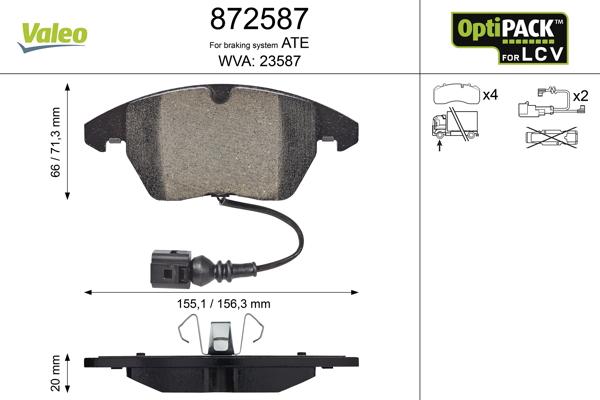 Valeo 872587 - Тормозные колодки, дисковые, комплект autodnr.net