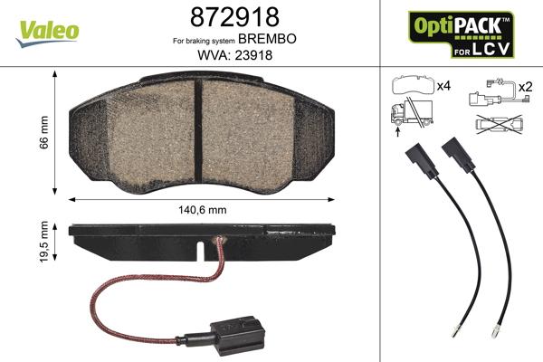 Valeo 872918 - Тормозные колодки, дисковые, комплект avtokuzovplus.com.ua