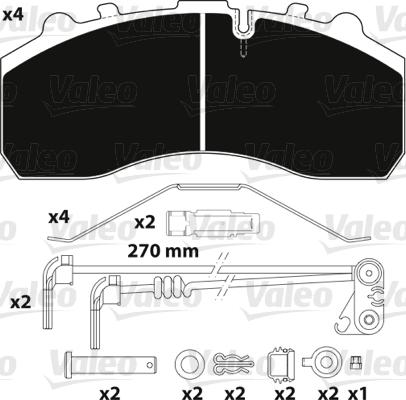 Valeo 882202 - Тормозные колодки, дисковые, комплект avtokuzovplus.com.ua