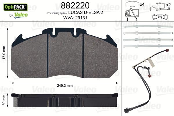 Valeo 882220 - Тормозные колодки, дисковые, комплект autodnr.net