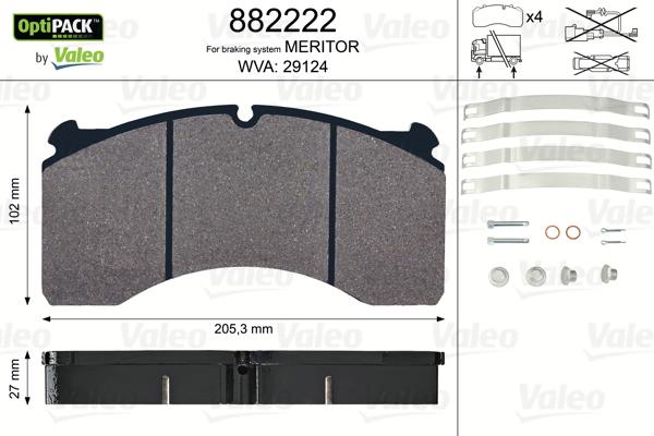 Valeo 882222 - Тормозные колодки, дисковые, комплект avtokuzovplus.com.ua