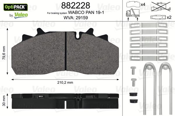 Valeo 882228 - Гальмівні колодки, дискові гальма autocars.com.ua