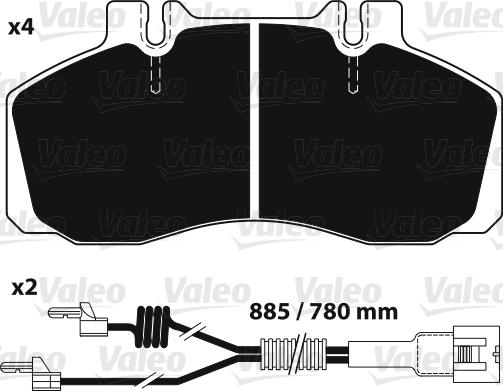 Valeo 882241 - Гальмівні колодки, дискові гальма autocars.com.ua