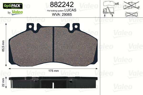 Valeo 882242 - Тормозные колодки, дисковые, комплект autodnr.net