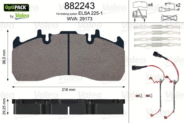 Valeo 882243 - Тормозные колодки, дисковые, комплект avtokuzovplus.com.ua