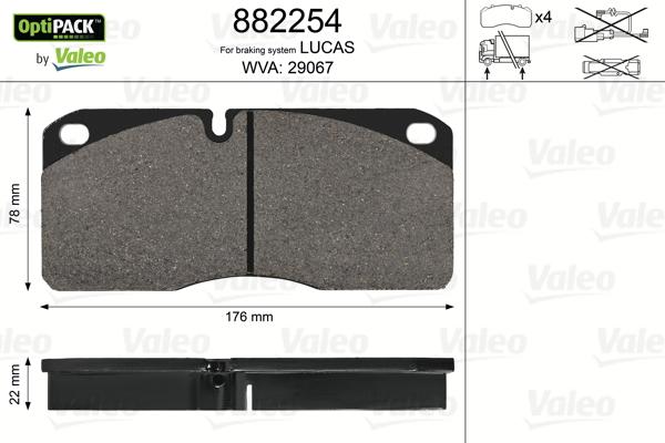 Valeo 882254 - Тормозные колодки, дисковые, комплект autodnr.net