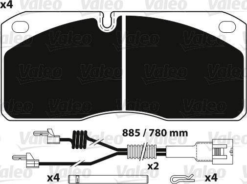 Valeo 882255 - Гальмівні колодки, дискові гальма autocars.com.ua