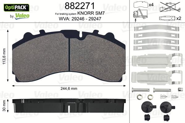 Valeo 882271 - Тормозные колодки, дисковые, комплект autodnr.net