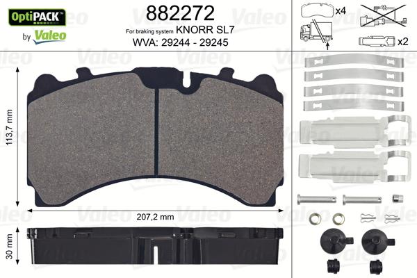 Valeo 882272 - Гальмівні колодки, дискові гальма autocars.com.ua