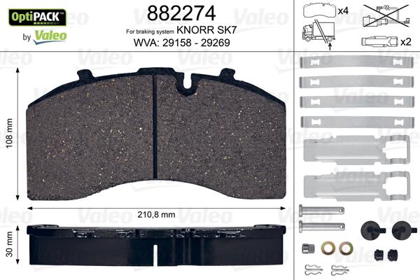 Valeo 882274 - Тормозные колодки, дисковые, комплект autodnr.net