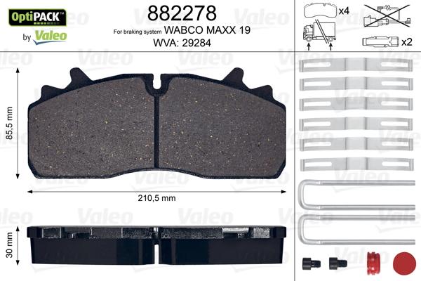 Valeo 882278 - Тормозные колодки, дисковые, комплект avtokuzovplus.com.ua