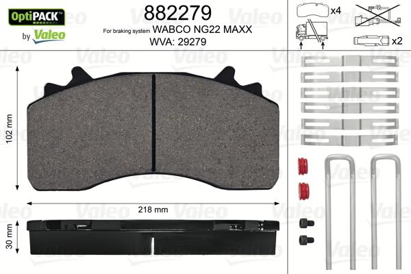 Valeo 882279 - Тормозные колодки, дисковые, комплект autodnr.net