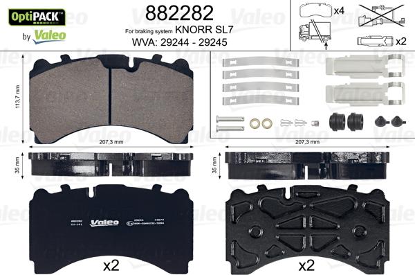 Valeo 882282 - Тормозные колодки, дисковые, комплект autodnr.net