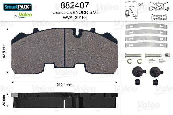 Valeo 882407 - Тормозные колодки, дисковые, комплект avtokuzovplus.com.ua