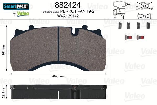 Valeo 882424 - Гальмівні колодки, дискові гальма autocars.com.ua