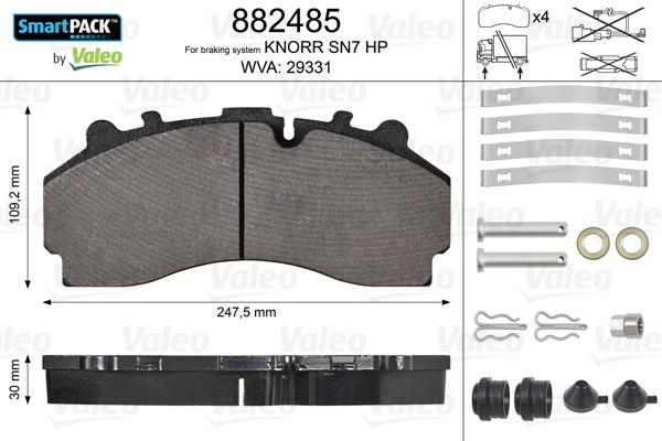 Valeo 882485 - Гальмівні колодки, дискові гальма autocars.com.ua