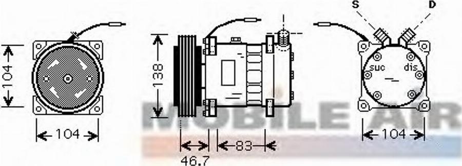 Van Wezel 0100K104 - Компресор, кондиціонер autocars.com.ua