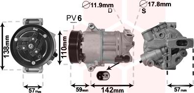 Van Wezel 0100K133 - Компресор, кондиціонер autocars.com.ua