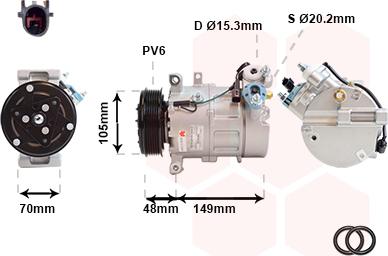 Van Wezel 0201K702 - Компресор, кондиціонер autocars.com.ua