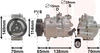 Van Wezel 0301K709 - Компресор, кондиціонер autocars.com.ua